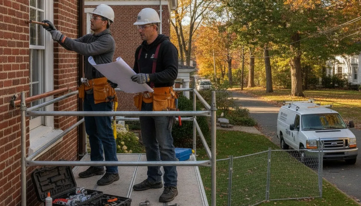 Plumber repairing a pipe in Mansfield, MA for emergency plumbing service