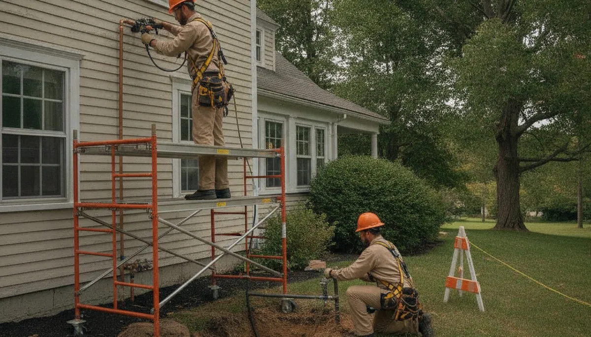 Plumber repairing a pipe in Mansfield, MA for plumbersinmansfieldma-new.com