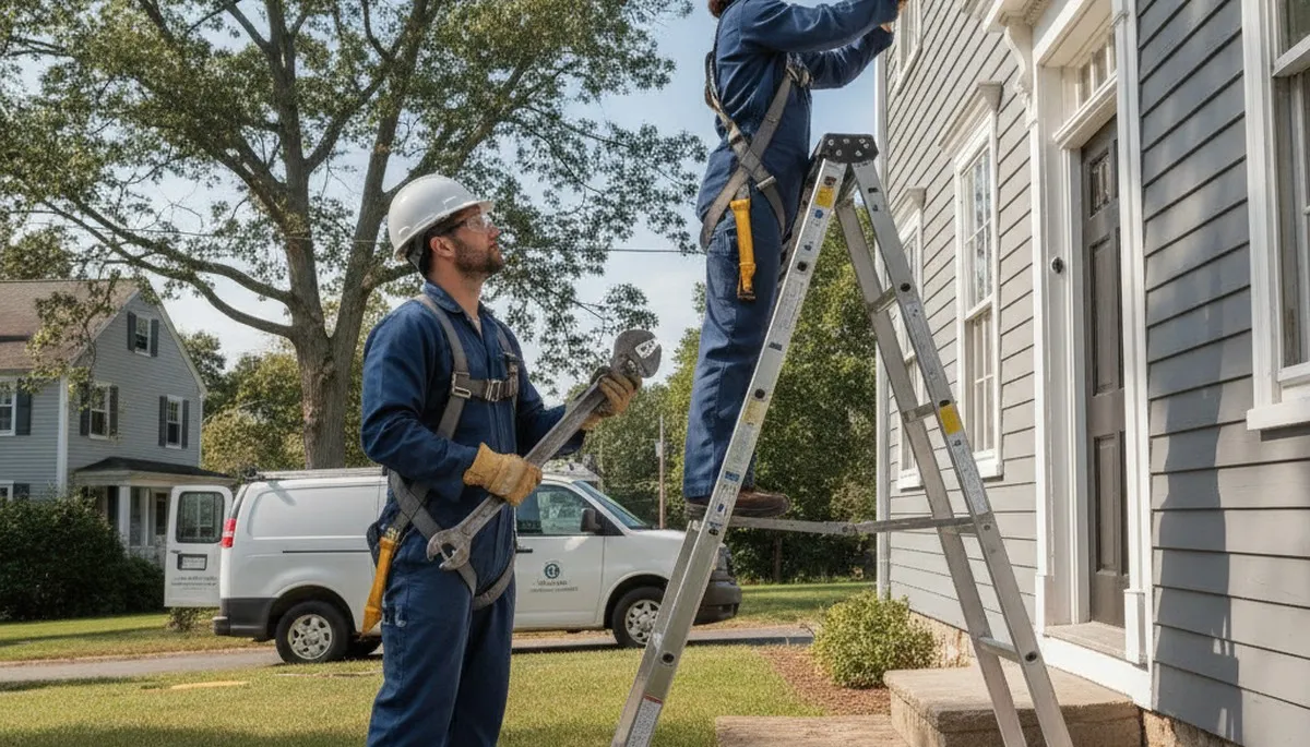Plumber repairing a leak in Mansfield, MA for plumbing repair service
